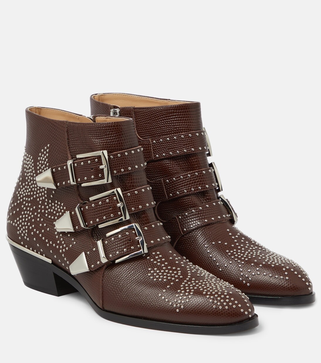 

Кожаные ботильоны susan с шипами Chloé, коричневый