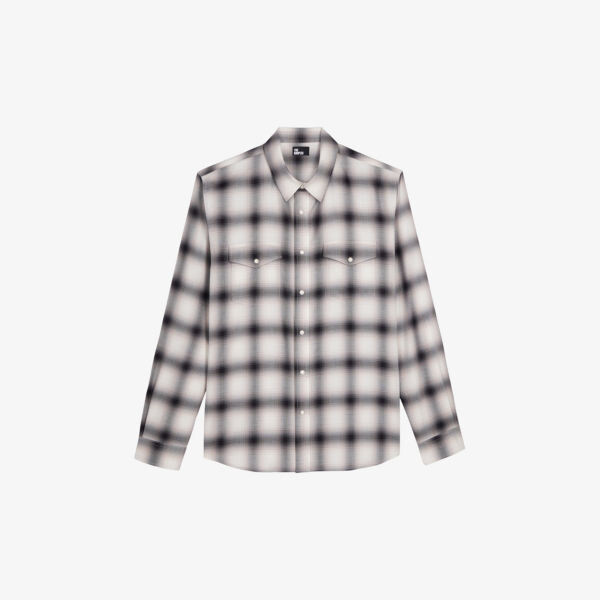 

Рубашка в клетку с карманами и клапанами из смесового хлопка The Kooples, черный