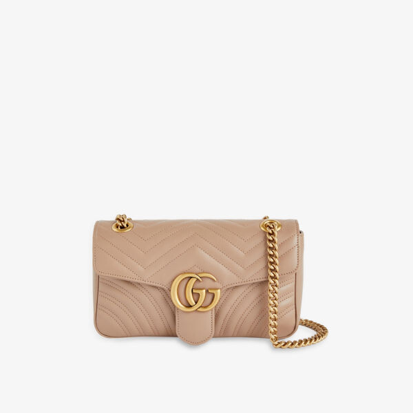 

Маленькая кожаная сумка через плечо Marmont Gucci, цвет porcelrose/porcros