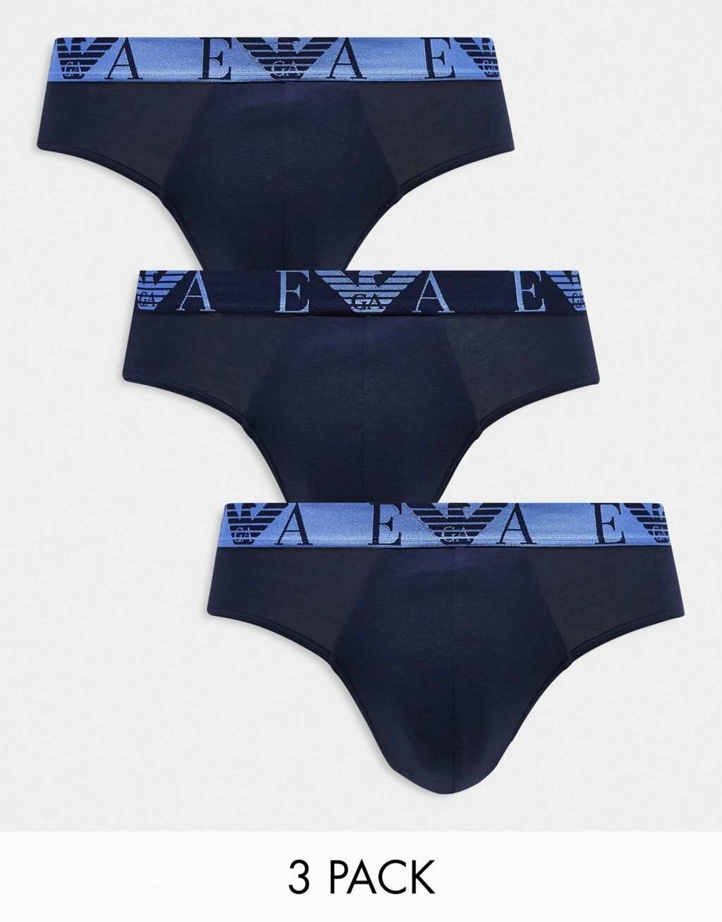 

Темно-синие трусы из трех трусов Emporio Armani Bodywear