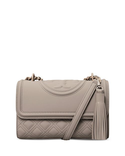 

Маленькая стеганая кожаная трансформируемая сумка через плечо Fleming Tory Burch, цвет Gray