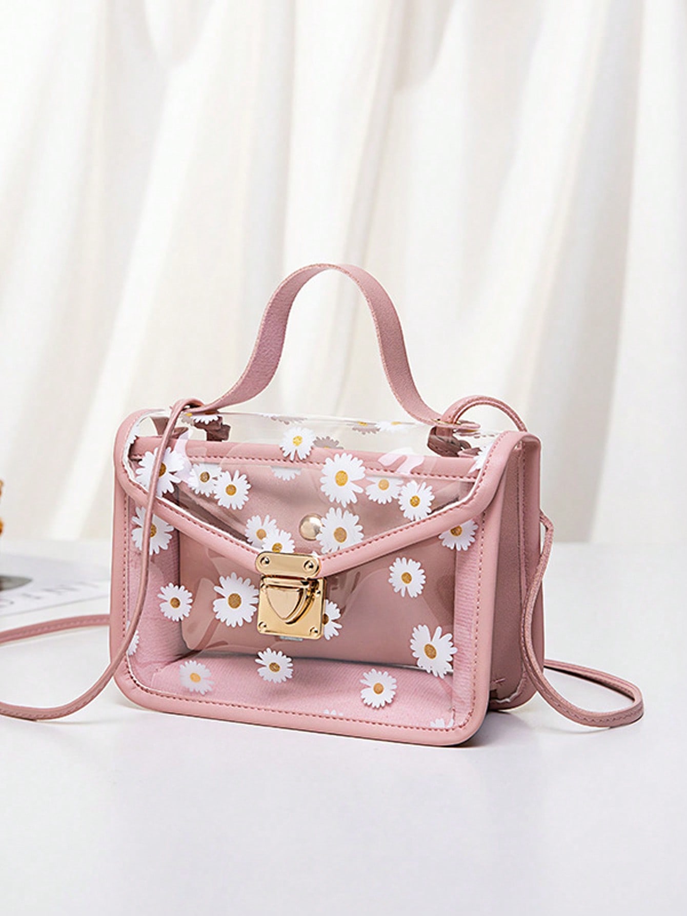 цена Водонепроницаемая модная сумка с рисунком ромашки, розовый