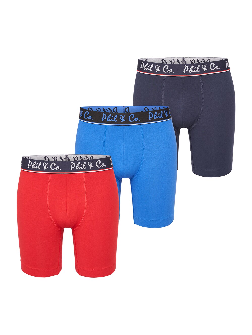 Трусы боксеры Phil & Co. Berlin Jersey Long Boxer, темно-синий/небесно-голубой/огненно-красный