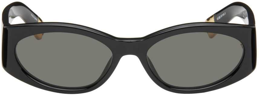 

Черные солнцезащитные очки Les Lunettes Ovalo Jacquemus, цвет Black/Yellow gold