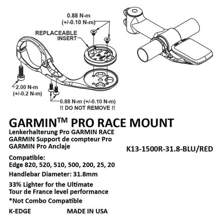 Крепление на гоночный руль для Garmin K-Edge, черный крепление и переходник knog pwr mount for k edge garmin gopro 2022