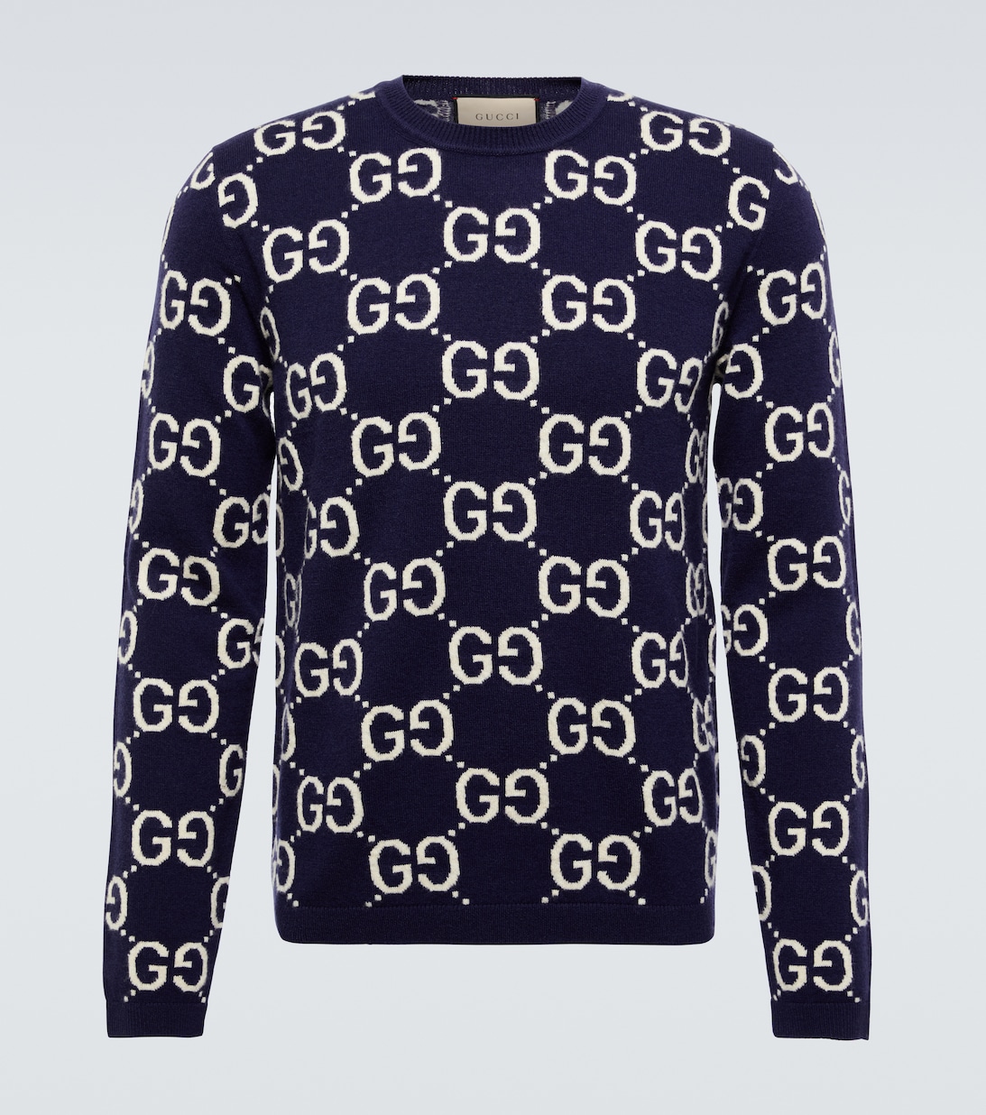 Шерстяной свитер с жаккардовым узором GG Gucci, синий