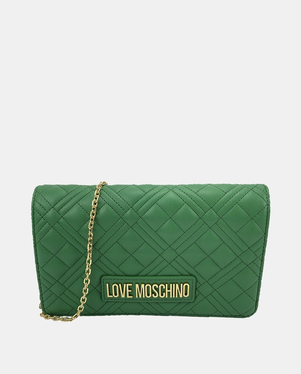 

Маленький зеленый стеганый клатч с клапаном Love Moschino, зеленый