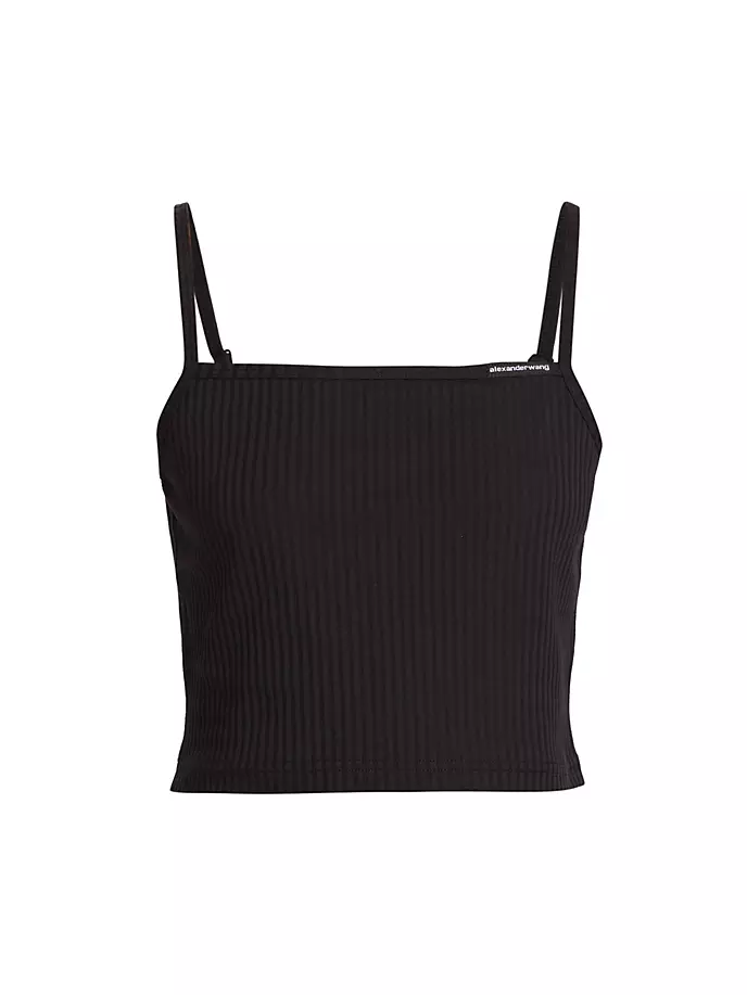

Укороченный топ на бретельках в рубчик Alexanderwang.T, черный