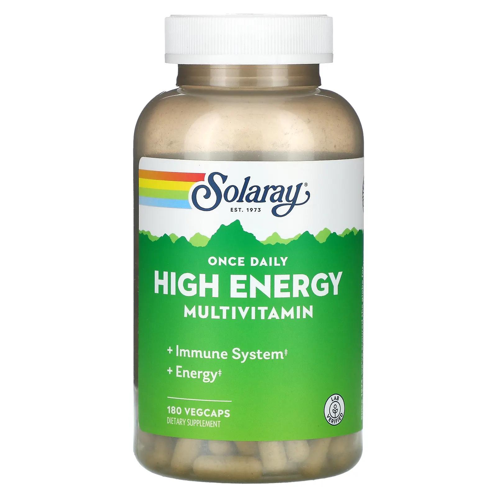 Solaray Solaray Энергия на целый день Мультивитамины 180 вегетарианских капсул solaray once daily мультивитамины с высокой энергией 120 вегетарианских капсул