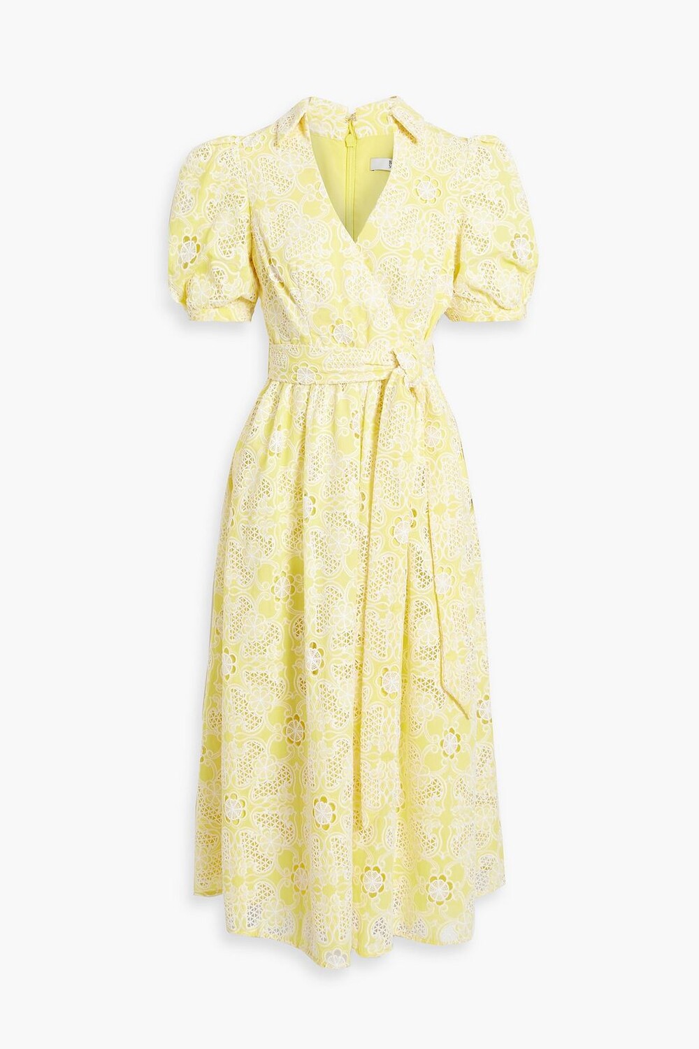 

Платье миди из английской вышивки с запахом BADGLEY MISCHKA, желтый