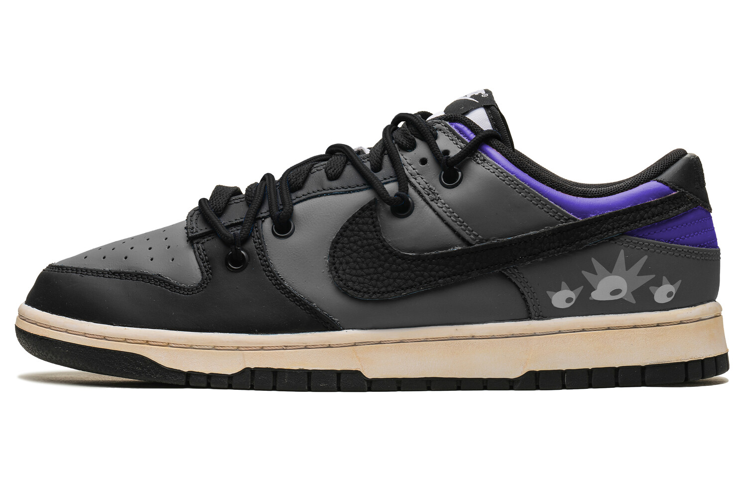

Кроссовки Nike Dunk Skateboarding Shoes Unisex Low-top Black/purple, черный/серый