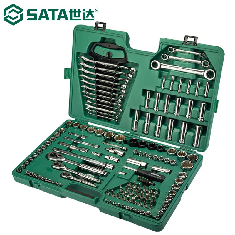 SATA 09510 Комплексный набор инструментов, набор инструментов с гильзами для инструментов, авторемонт оборудования, ремонт автоматических машин, комбинированный ящик для инструментов с храповым ключом, набор из 150 предметов