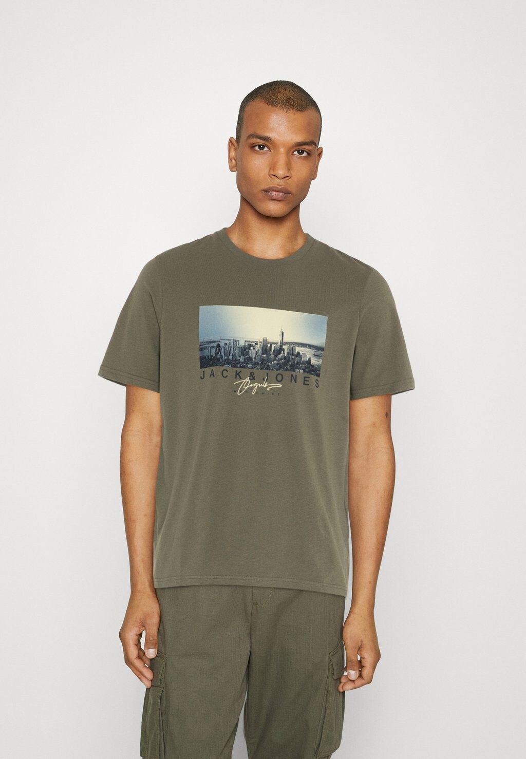

Футболка с принтом Jack & Jones, оливковый меланж, Зеленый