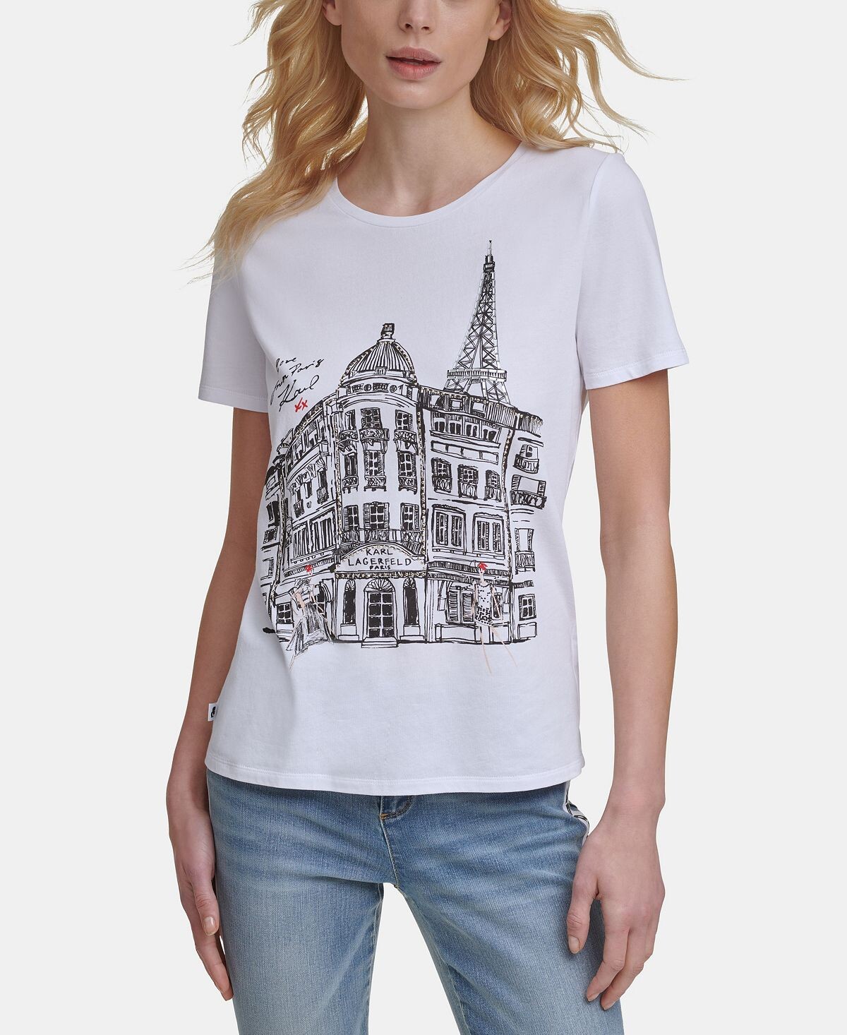 

Женская футболка Corner City Scene KARL LAGERFELD PARIS, белый