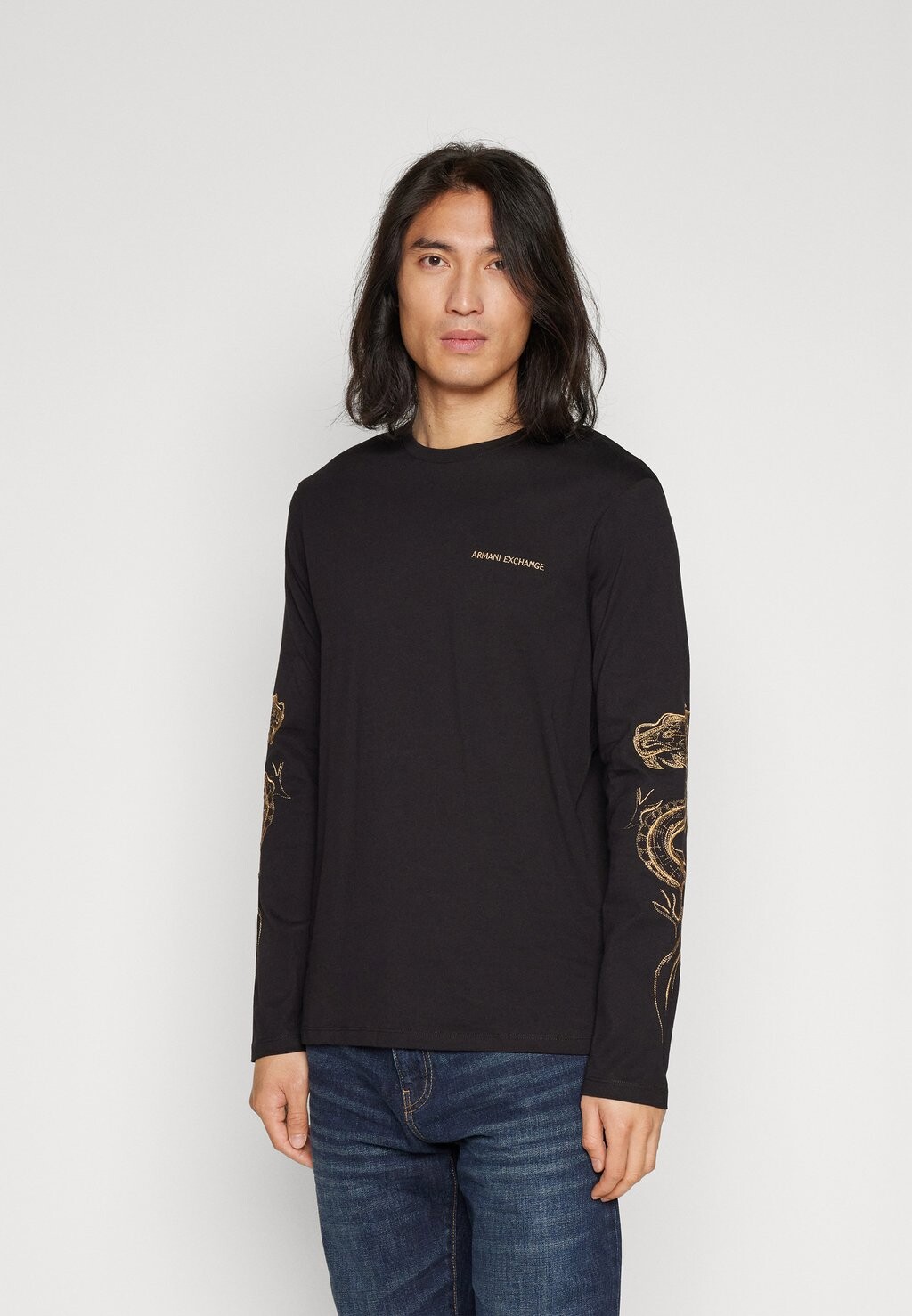 

Футболка с длинным рукавом Armani Exchange, черная, Черный