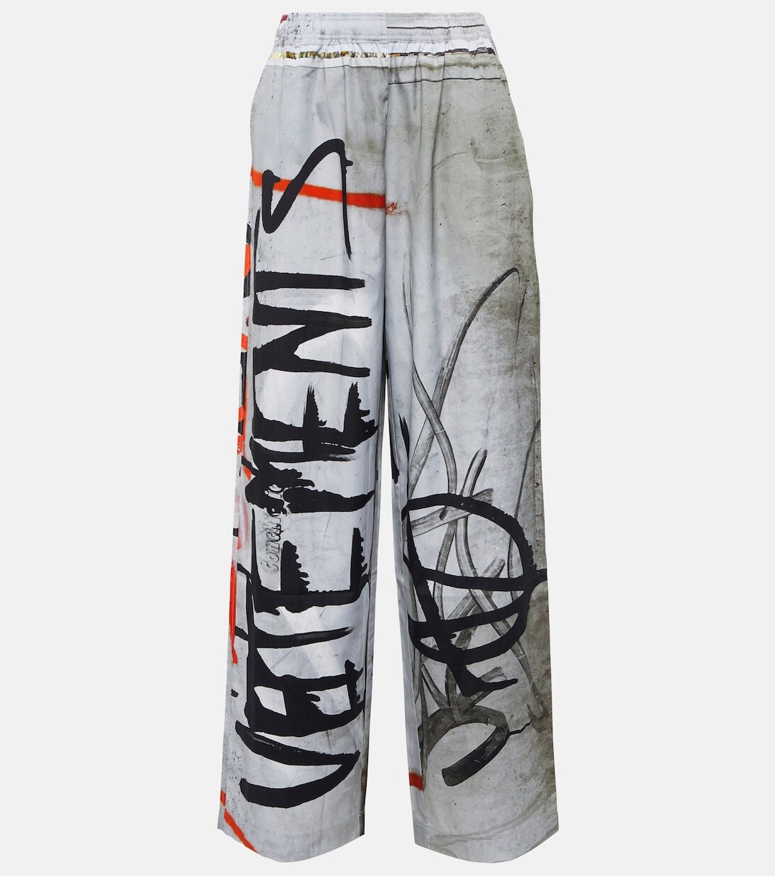 

Хлопковые спортивные штаны с принтом VETEMENTS, серый