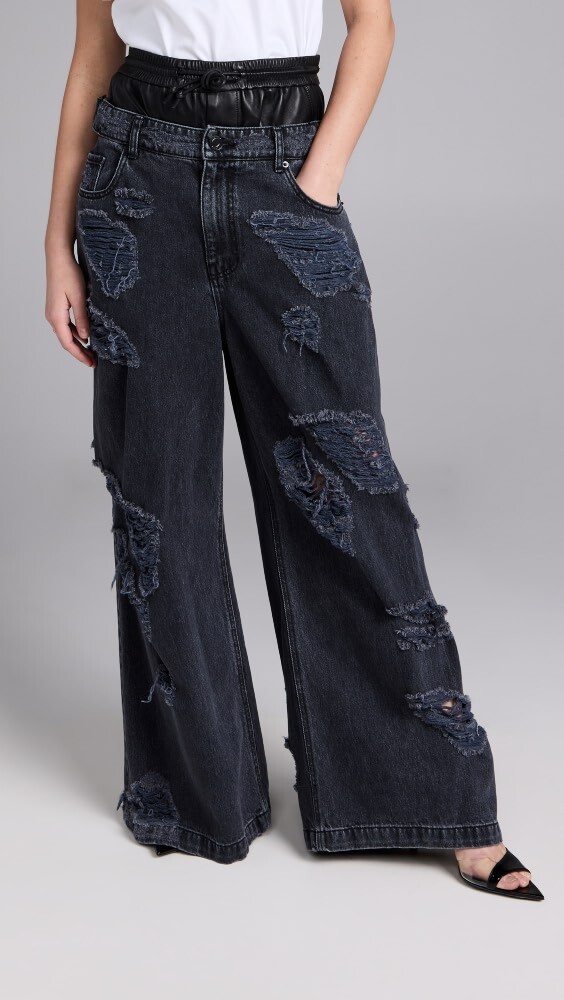 

Джинсы Juun. J Double Waist Destroyed Wide Fit Denim, черный