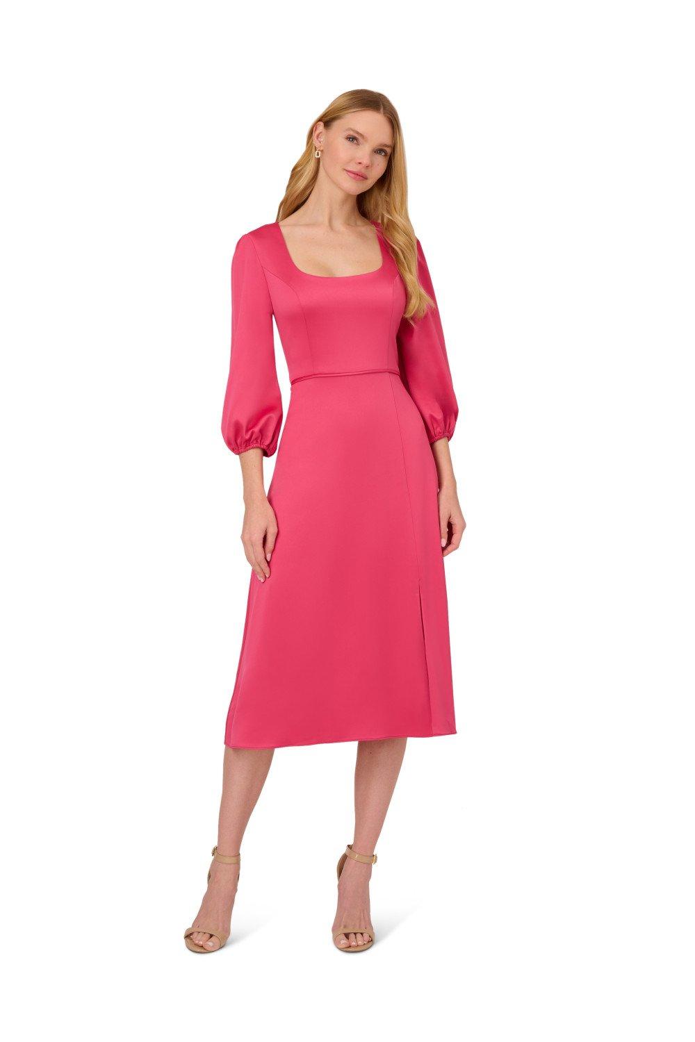 Платье из атласного крепа с вырезом на спине Adrianna Papell, розовый inspire платье комбинация длины миди с завязками на спине небесный
