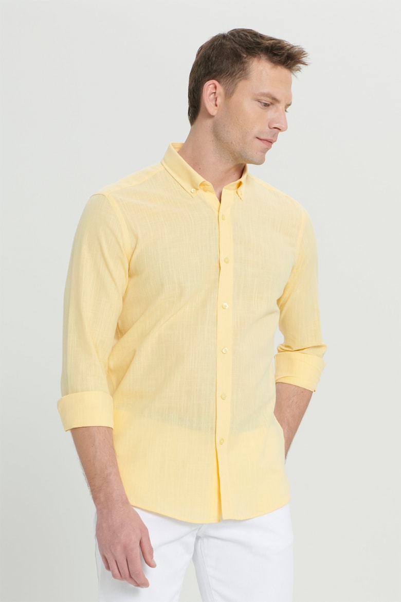 Приталенная рубашка из хлопка Ac&Co, желтый