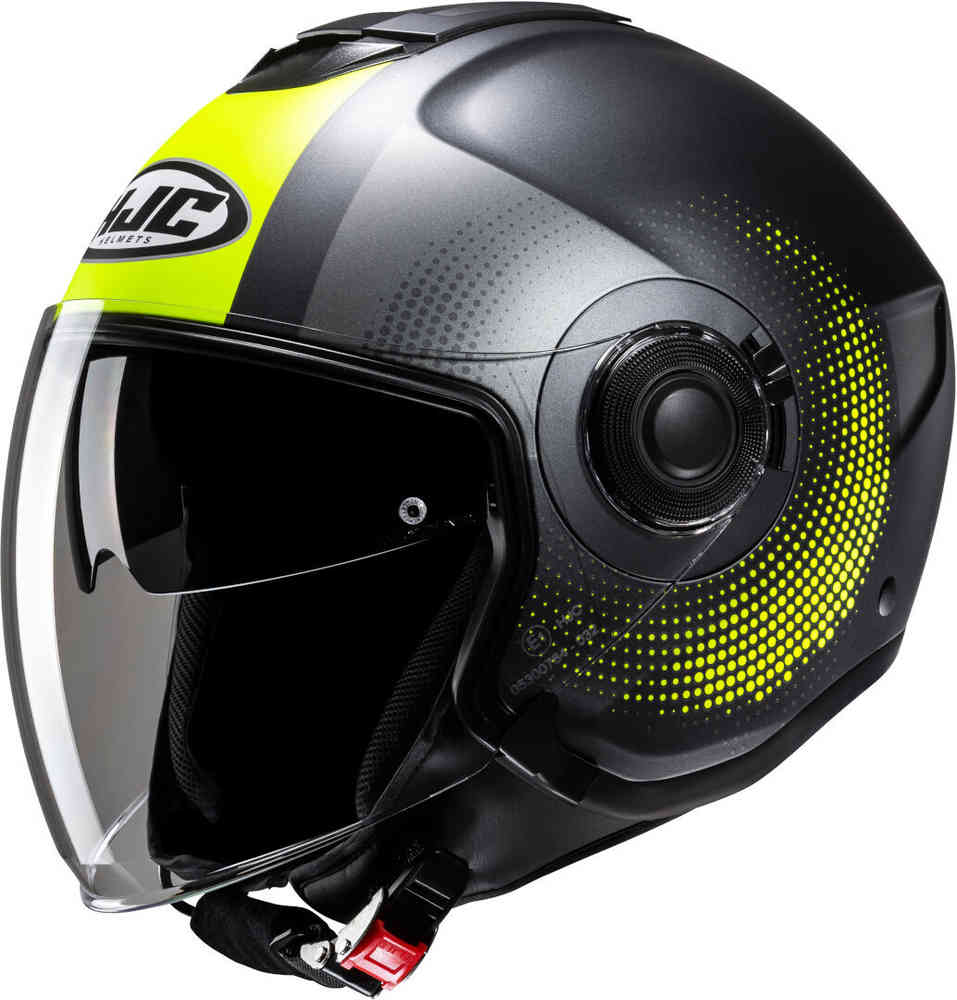 i40N Pyle Реактивный шлем HJC, черный/серый/желтый