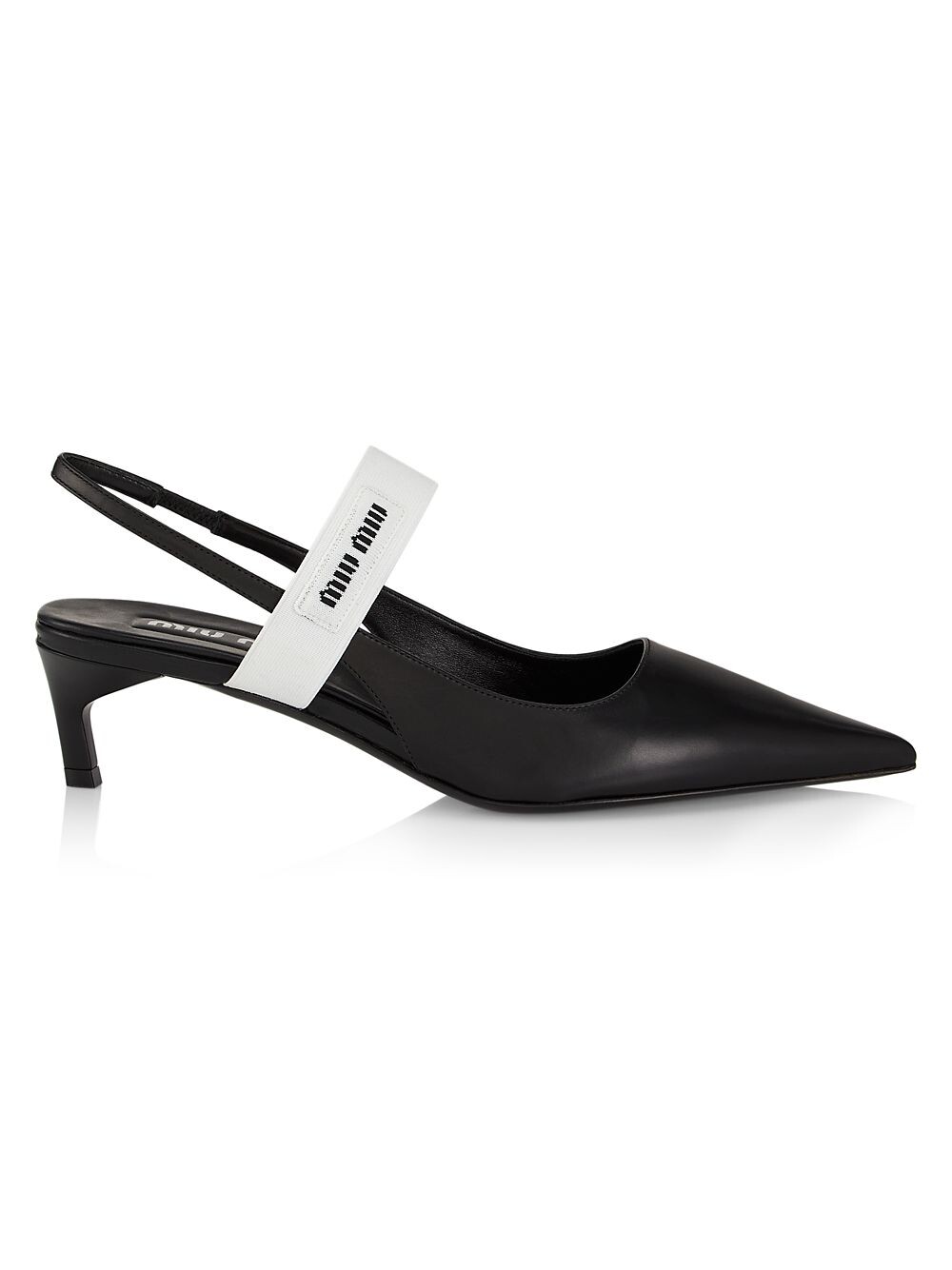 

Кожаные туфли с ремешком на пятке 45MM Miu Miu, неро