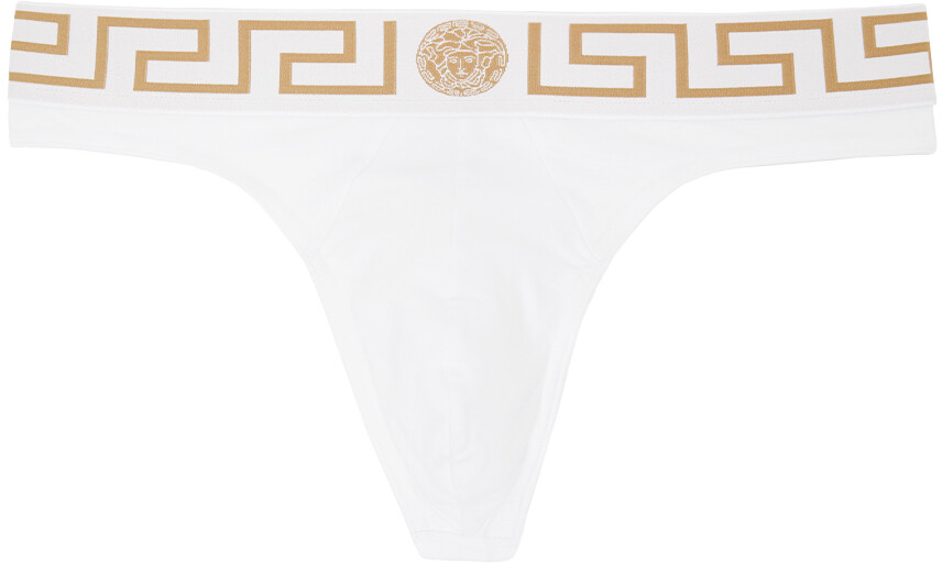 

Versace Underwear Белые стринги с каймой Greca