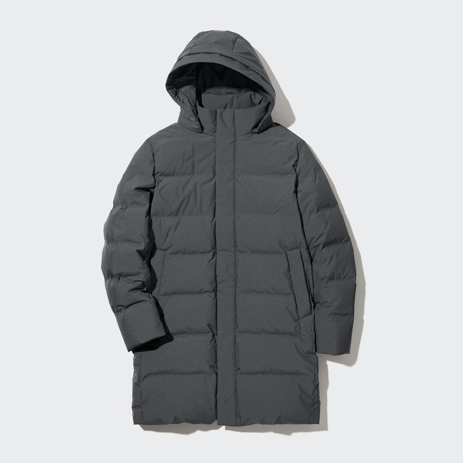 

Пуховик Uniqlo мужской с капюшоном, серый