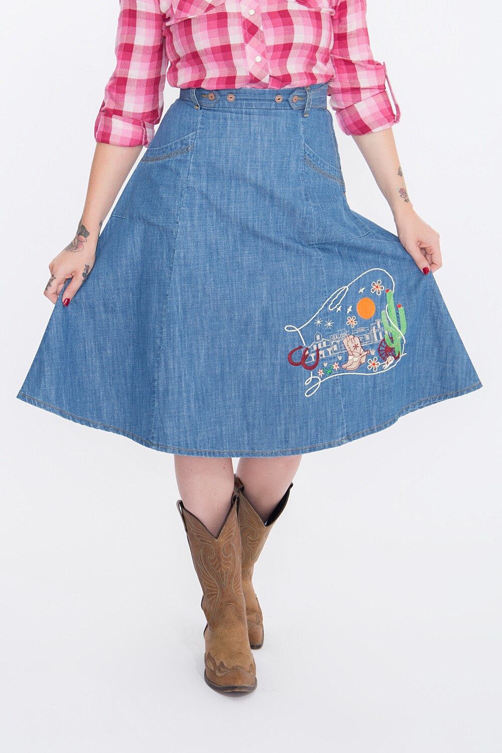 

Юбка до колена Queen Queen QUEEN KEROSIN Swing im Western Look, синий