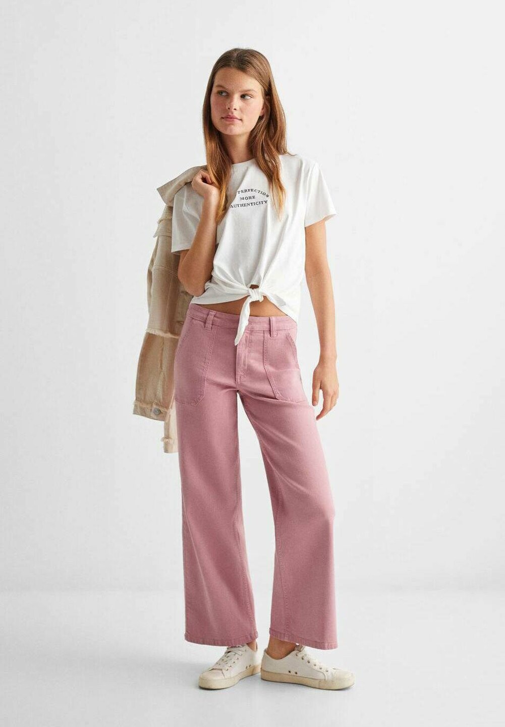 

Джинсы-клеш UTILITY Mango Kids, цвет pink