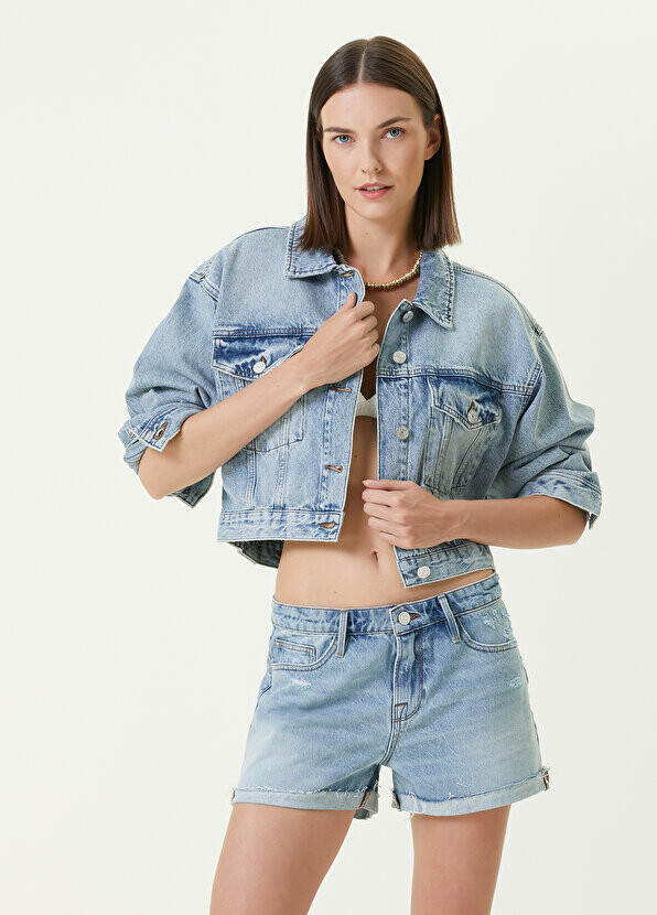 

Синяя джинсовая куртка с рубашечным воротником Frame Denim, Синий