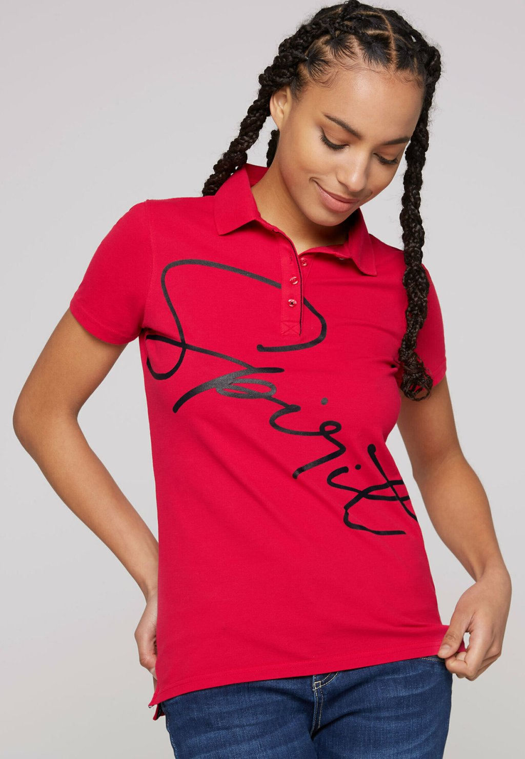 Рубашка-поло MIT LABEL Soccx, цвет clear red рубашка с длинными рукавами strukturiertes rundhals mit wording soccx цвет clear red