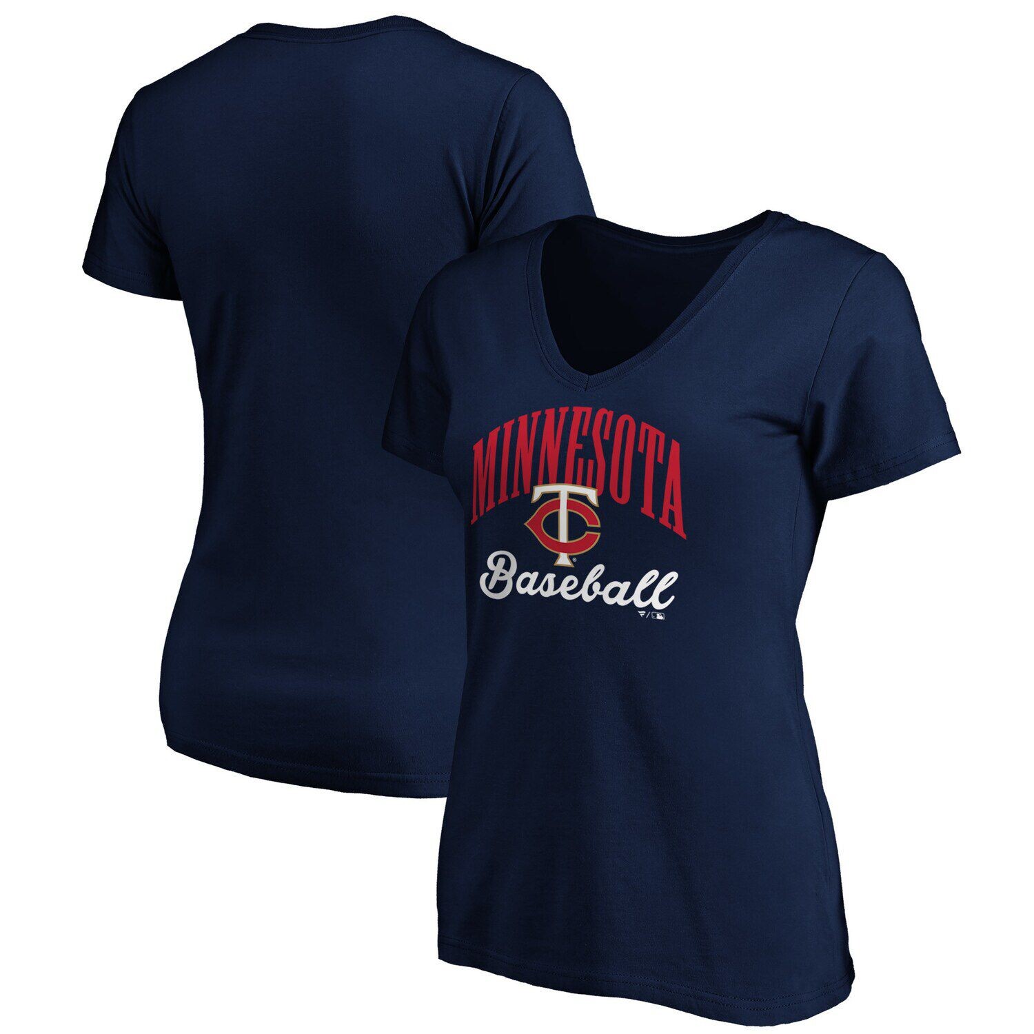 

Женская темно-синяя футболка с надписью Fanatics Minnesota Twins Victory Script и V-образным вырезом Fanatics, Синий