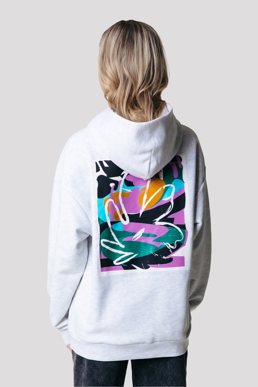 

Толстовка ABSTRACT FLOWER CLEAN HOODIE Colourful Rebel, серый