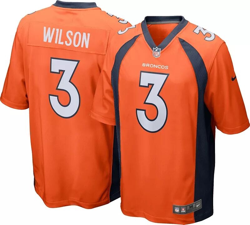 

Оранжевая игровая майка Nike Denver Broncos Russell Wilson #3 для мальчиков
