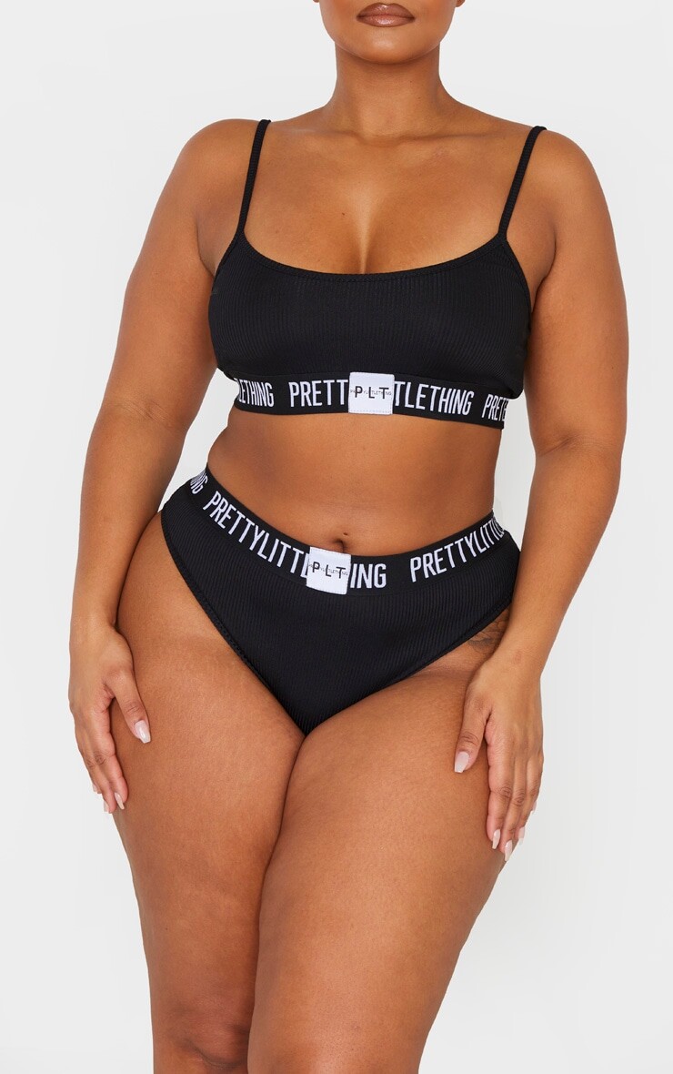 

PrettyLittleThing Plus Черные трусики с лентой