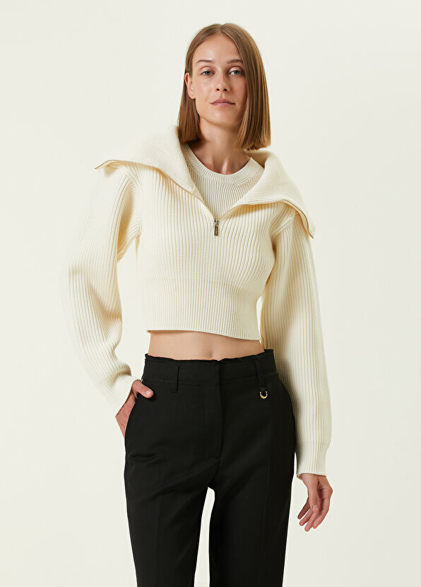 

Укороченный свитер на молнии с воротником off-white Jacquemus