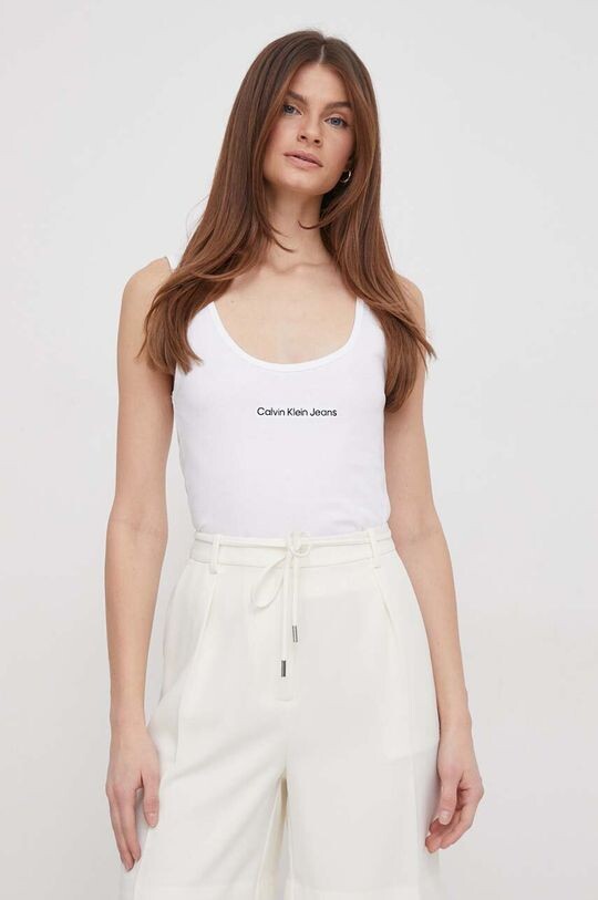 

Хлопковый топ Calvin Klein Jeans, белый