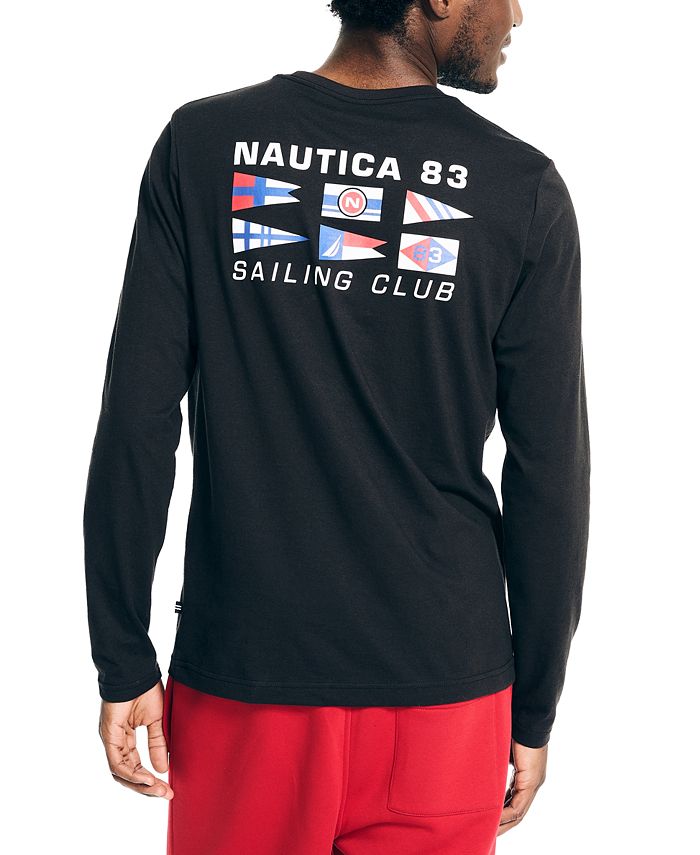 цена Мужская футболка классического кроя с графическим логотипом и длинными рукавами Nautica, черный
