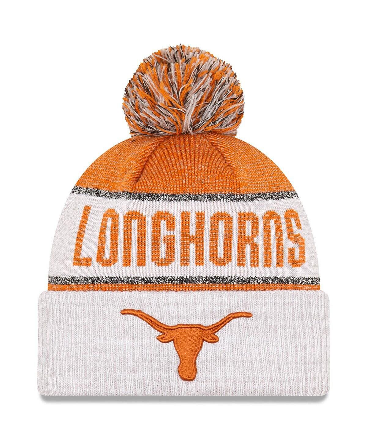 

Мужская вязаная шапка с манжетами и помпоном Texas Longhorns Team Freeze Texas Orange New Era