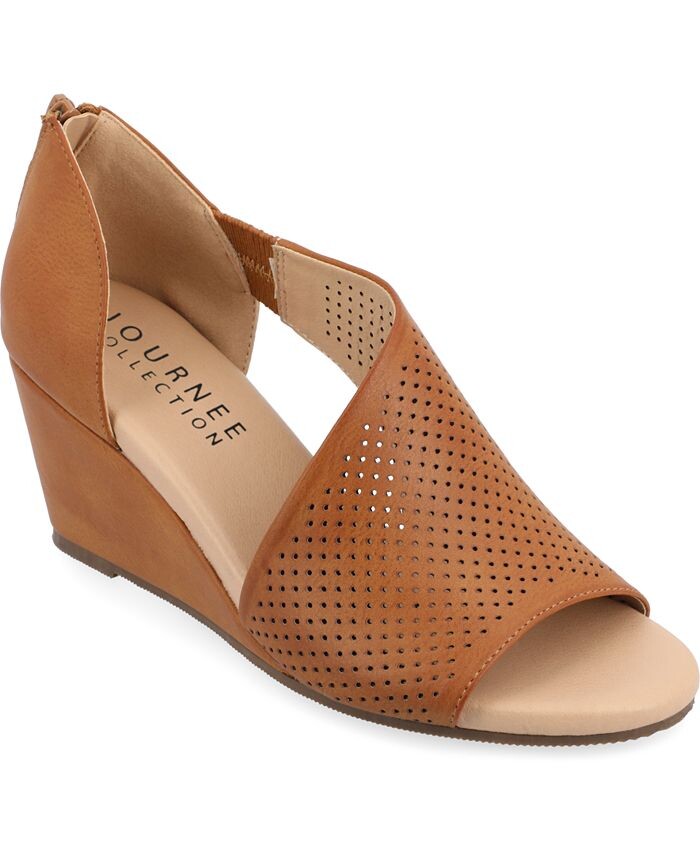 

Женские туфли на танкетке Aretha с перфорацией Journee Collection, цвет Cognac