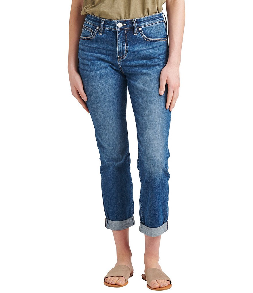 Джинсы Jag Укороченные джинсы прямого кроя Carter Girlfriend Jag Jeans, синий