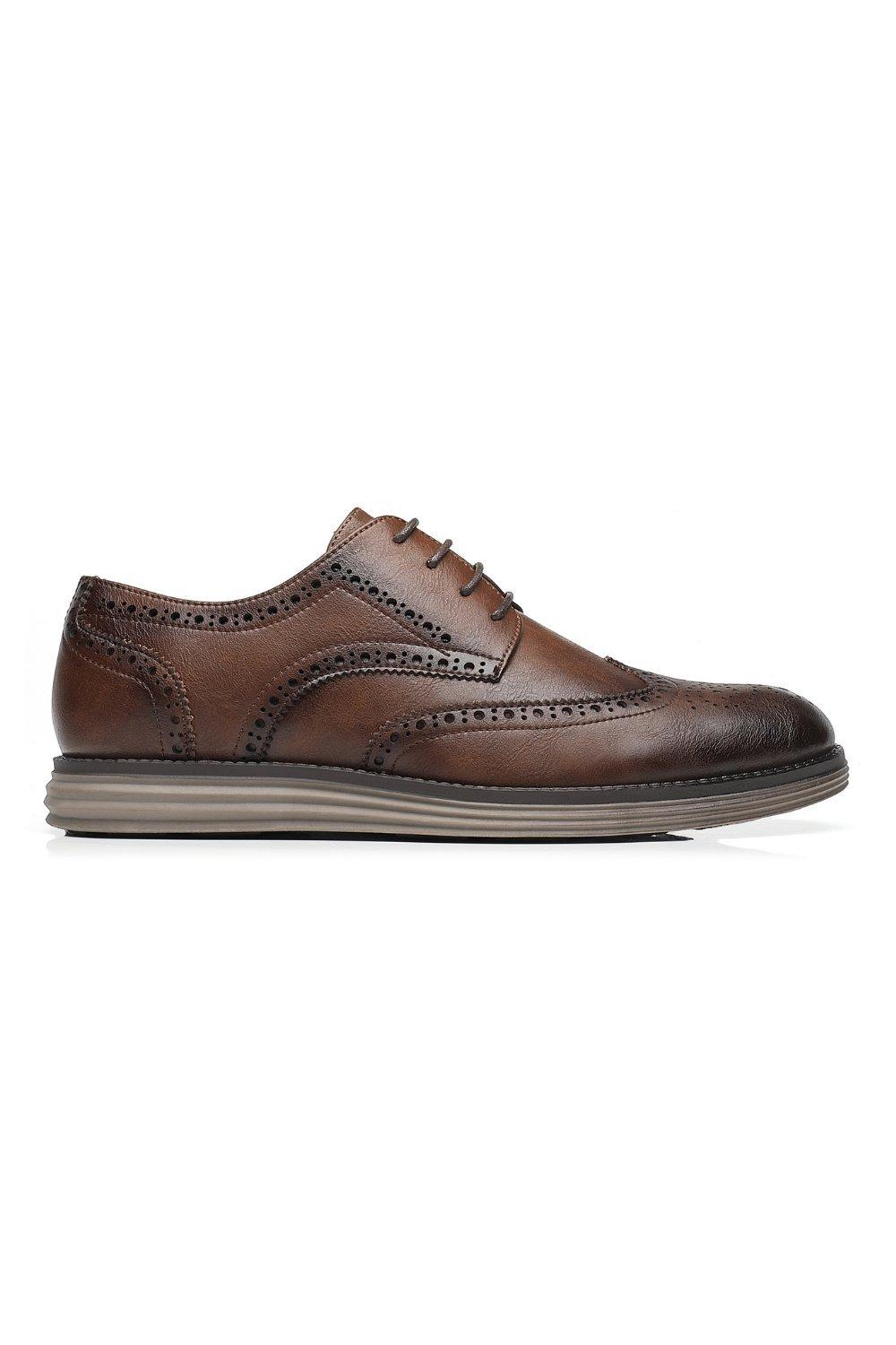 Кожаные деловые туфли на шнуровке в стиле смарт-офис TOP STAKA SHOES, коричневый мужские кожаные деловые туфли на шнуровке для офиса черный