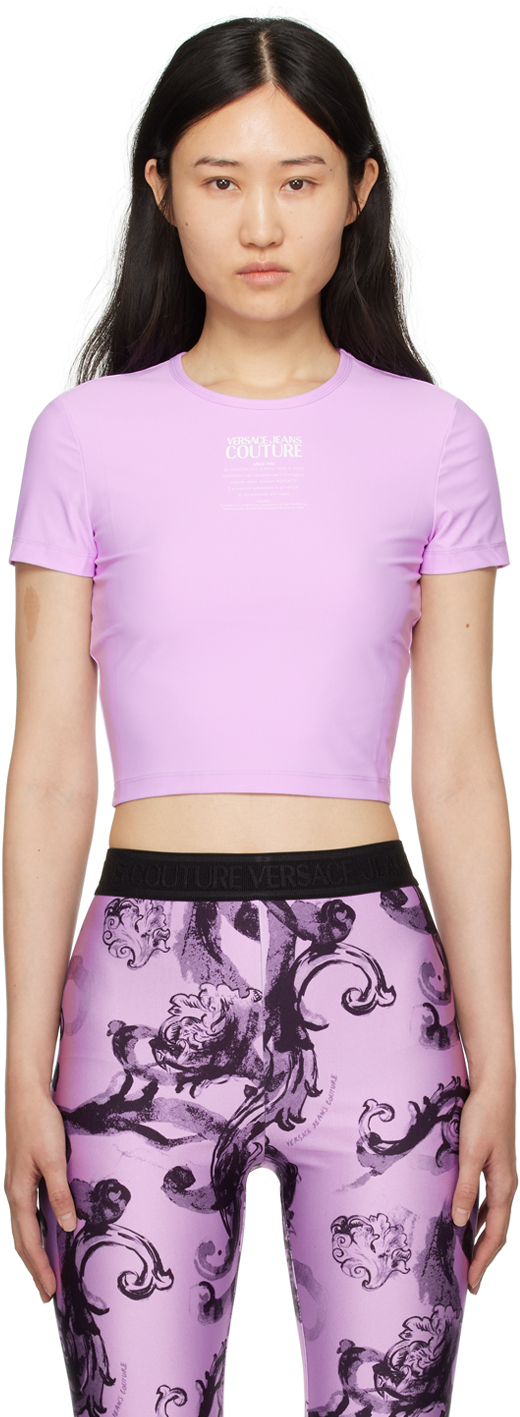 Пурпурная футболка с принтом Versace Jeans Couture