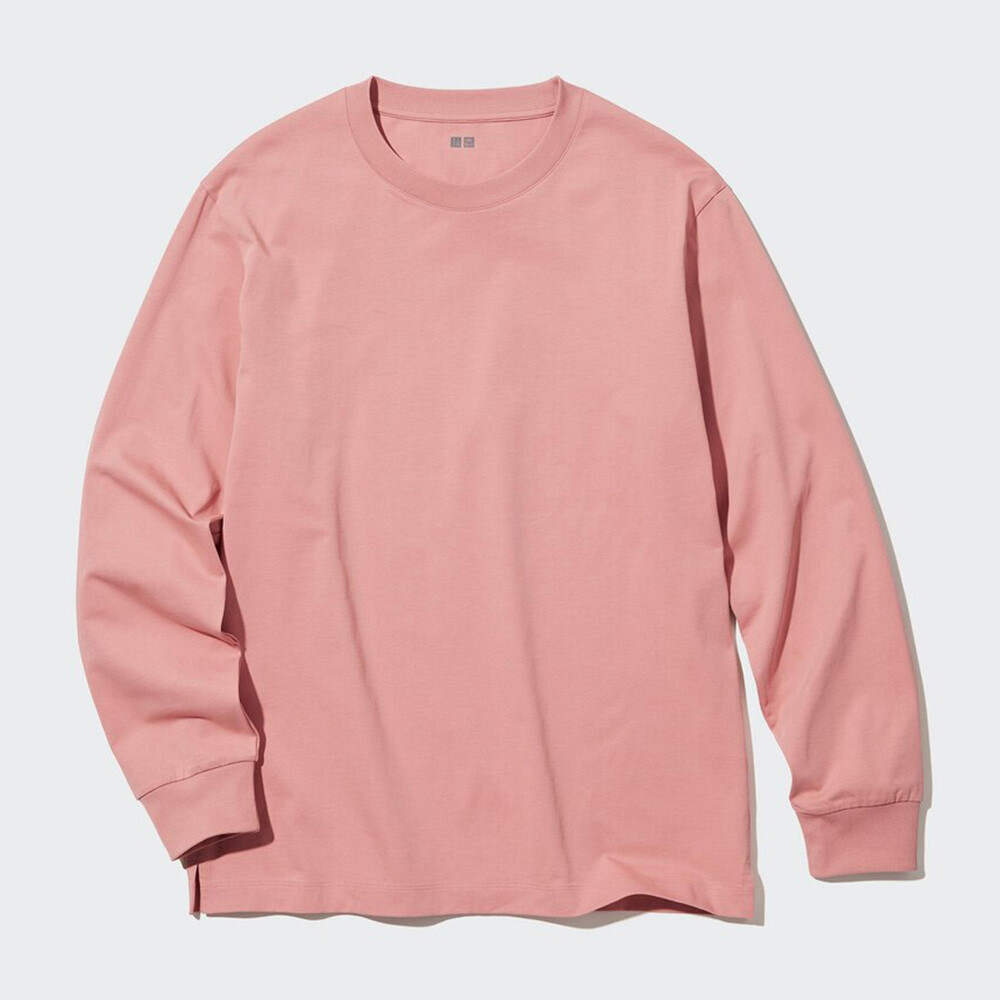 

Футболка Uniqlo AIRism унисекс из смесового хлопка с круглым вырезом быстросохнущая, розовый
