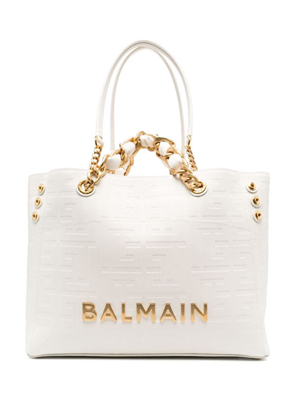 Кремовая женская кожаная сумка-шоппер 1945 Balmain