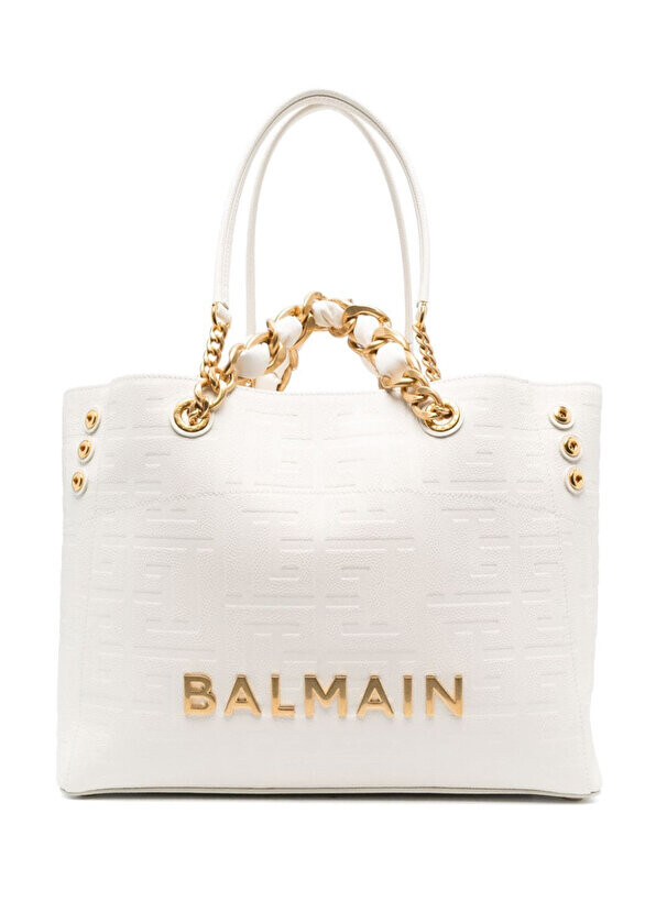 

Кремовая женская кожаная сумка-шоппер 1945 Balmain