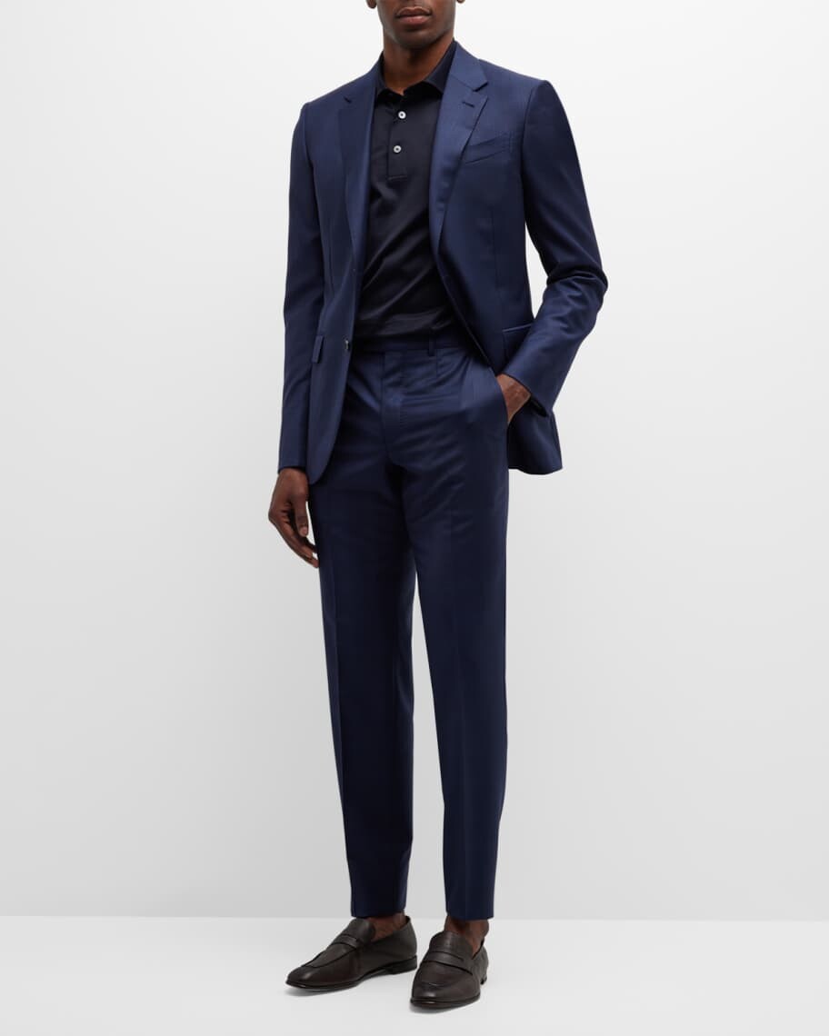 

Мужской шерстяной костюм в тональную клетку ZEGNA