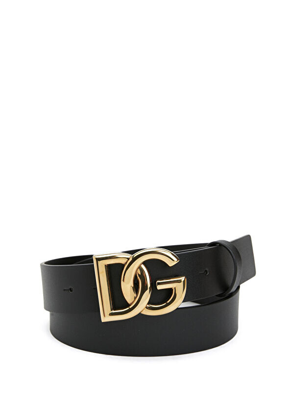 

Золотой мужской кожаный ремень Dolce&Gabbana, черный