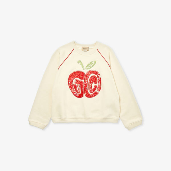 

Толстовка из хлопкового трикотажа с принтом «Яблоко» 4-12 лет Gucci, красный