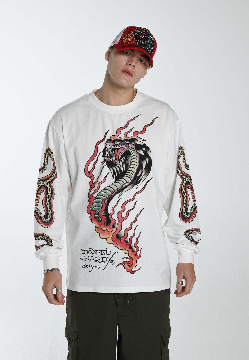 

Футболка с длинным рукавом Ed Hardy, белая, Белый, Футболка с длинным рукавом Ed Hardy, белая